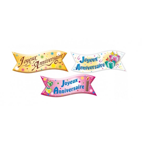 Banderole Joyeux Anniversaire multicolore 6M - Boutique POUBEAU